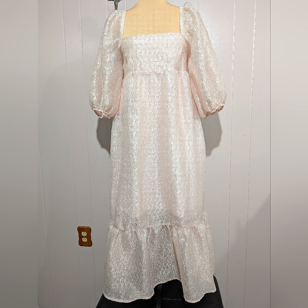 Anthropologie Textured Puff-Sleeve Dress Size XS - Picture 4 of 13